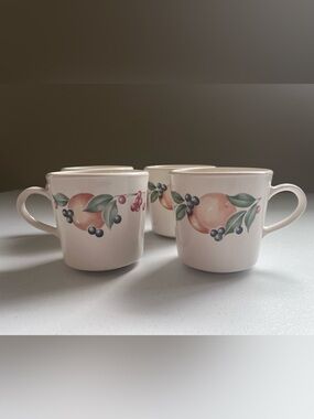 Vintage Corningware Fruit Abundance Set Of 4 Cottagecore Coffee Mugs Tea Cups
